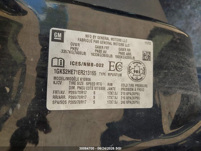 Продаж на аукціоні авто 2014 Gmc Yukon Xl K1500 Sle, vin: 1GKS2HE71ER213165, номер лоту: 30084700