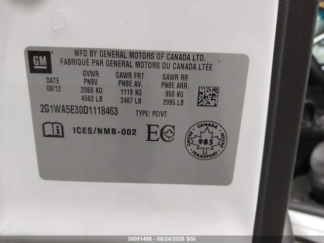Aukcja sprzedaży 2013 Chevrolet Impala Ls, vin: 2G1WA5E30D1118463, numer aukcji: 30091499