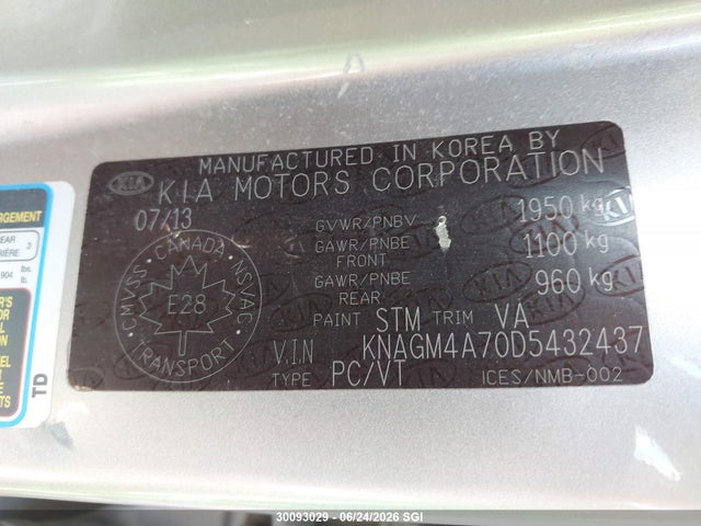 Aukcja sprzedaży 2013 Kia Optima Lx, vin: KNAGM4A70D5432437, numer aukcji: 30093029