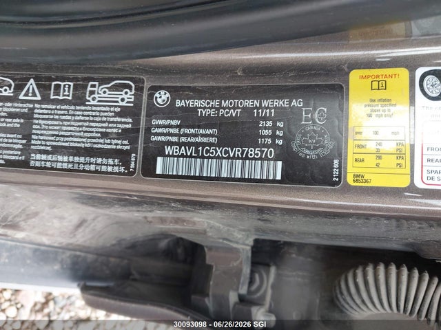 Aukcja sprzedaży 2012 Bmw X1 Xdrive28i, vin: WBAVL1C5XCVR78570, numer aukcji: 30093098