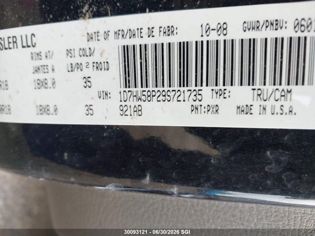 Продажа на аукционе авто 2009 Dodge Dakota Laramie, vin: 1D7HW58P29S721735, номер лота: 30093121
