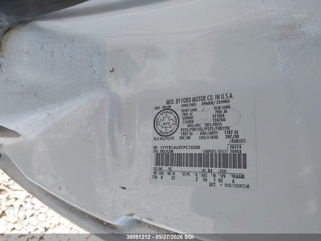 30091212 :رقم المزاد ، 1FTYR14UXYPC10300 vin ، 2000 Ford Ranger Super Cab مزاد بيع