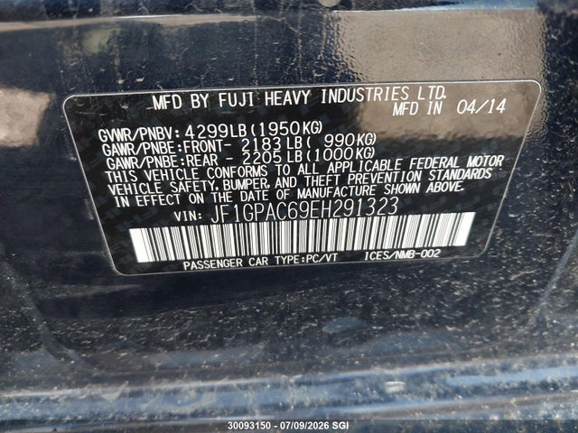 Subaru Impreza Premium 2014 JF1GPAC69EH291323 Image 9