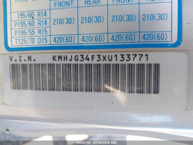 Продаж на аукціоні авто 1999 Hyundai Tiburon Fx, vin: KMHJG34F3XU133771, номер лоту: 30093152