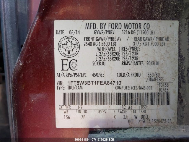 Продажа на аукционе авто 2015 Ford F350 Super Duty, vin: 1FT8W3BT1FEA84710, номер лота: 30093189