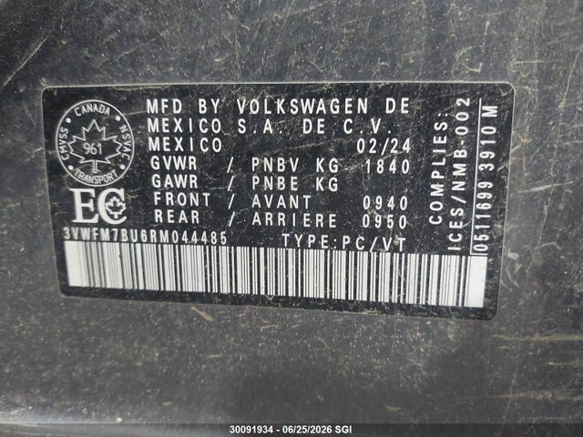 3VWFM7BU6RM044485 Volkswagen Jetta Comfortline