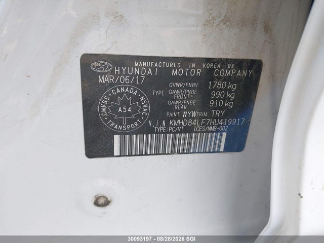 Продажа на аукционе авто 2017 Hyundai Elantra Se/value/limited, vin: KMHD84LF7HU419917, номер лота: 30093197