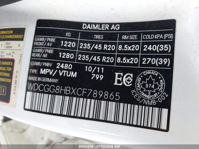 Продаж на аукціоні авто 2012 Mercedes-benz Glk 350 4matic, vin: WDCGG8HBXCF789865, номер лоту: 30093208