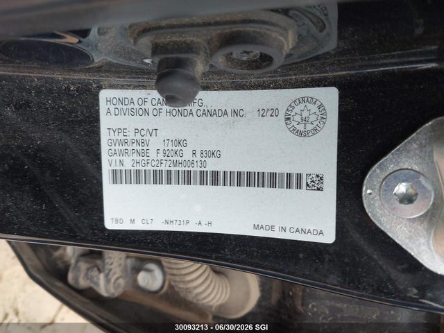 Honda CIVIC EX 2021 2HGFC2F72MH006130 Image 9