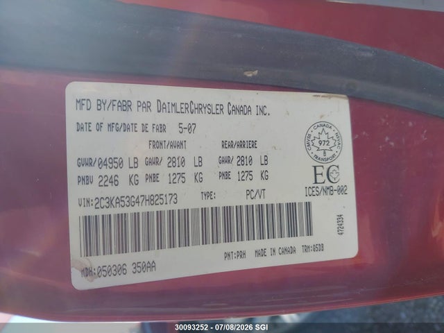 Aukcja sprzedaży 2007 Chrysler 300 Touring, vin: 2C3KA53G47H825173, numer aukcji: 30093252
