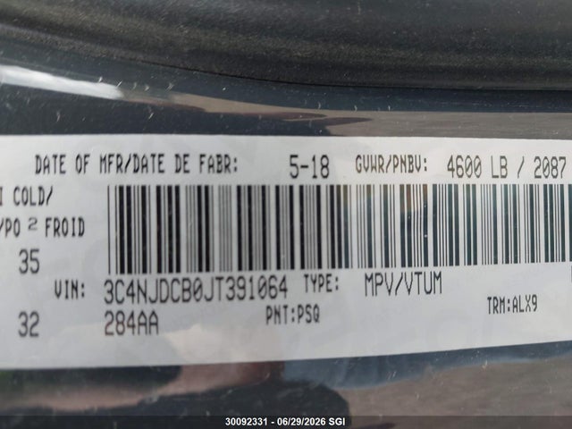 Jeep Compass Limited 2018 3C4NJDCB0JT391064 Image 9