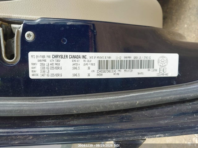 30093239 :رقم المزاد ، 2C4RDGBG7DR613145 vin ، 2013 Dodge Grand Caravan Se مزاد بيع