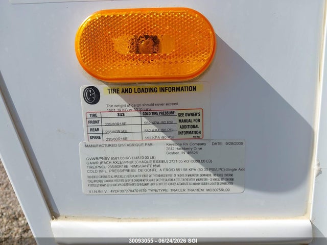 Aukcja sprzedaży 2009 Keystone Montana, vin: 4YDF3072794701579, numer aukcji: 30093055