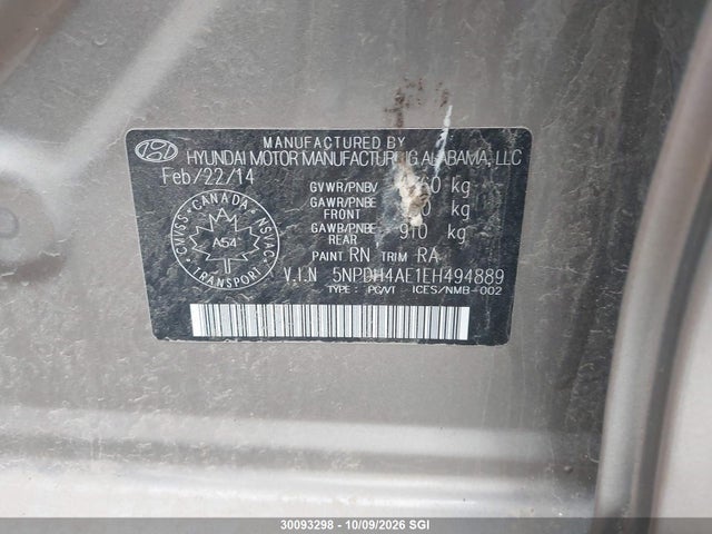 Продажа на аукционе авто 2014 Hyundai Elantra Se/sport/limited, vin: 5NPDH4AE1EH494889, номер лота: 30093298