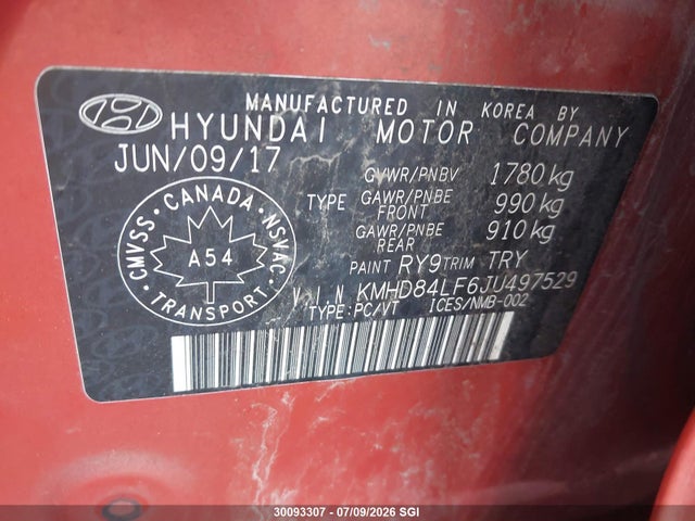 Продажа на аукционе авто 2018 Hyundai Elantra Sel/value/limited, vin: KMHD84LF6JU497529, номер лота: 30093307