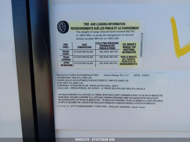 Grand Design Rv 265bh 2022 573TT3325NDD00857 Image 9