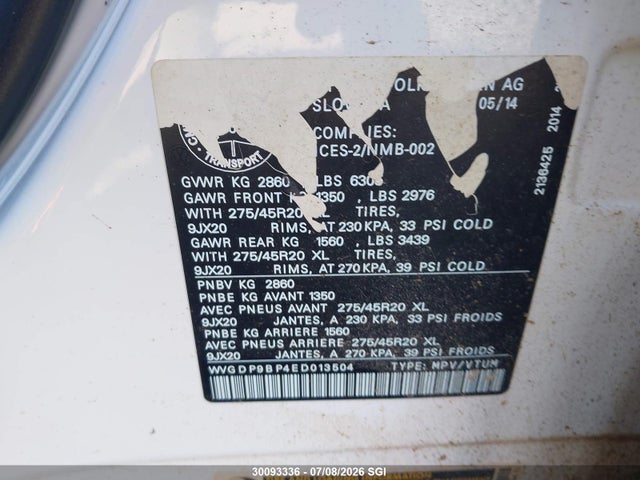 Продаж на аукціоні авто 2014 Volkswagen Touareg Tdi, vin: WVGDP9BP4ED013504, номер лоту: 30093336