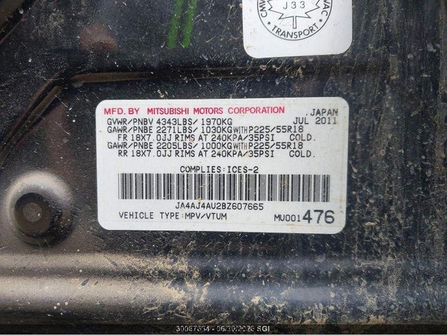 Aukcja sprzedaży 2011 Mitsubishi Rvr Gt, vin: JA4AJ4AU2BZ607665, numer aukcji: 30090545