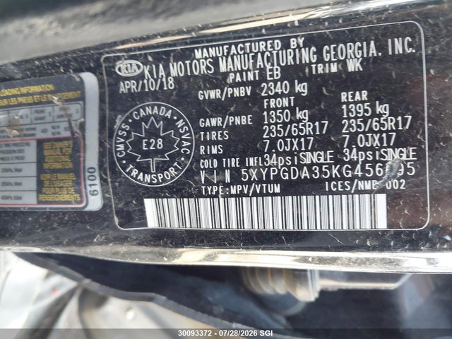 KIA Sorento L/lx 2019 5XYPGDA35KG456695 Image 9