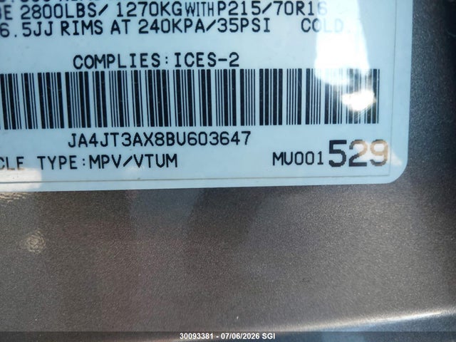 Aukcja sprzedaży 2011 Mitsubishi Outlander Se, vin: JA4JT3AX8BU603647, numer aukcji: 30093381