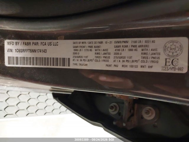 1C6SRFFT6NN174143 RAM 1500 Big Horn/lone Star