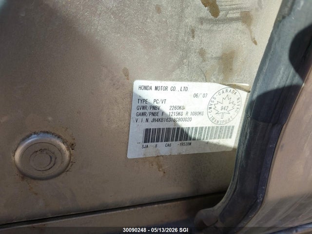 Aukcja sprzedaży 2008 Acura Rl, vin: JH4KB16318C800020, numer aukcji: 30090248
