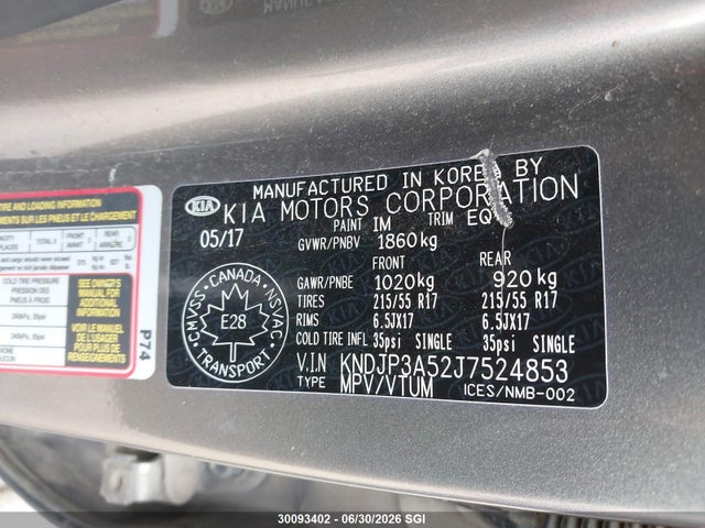 KIA SOUL + 2018 KNDJP3A52J7524853 Image 9