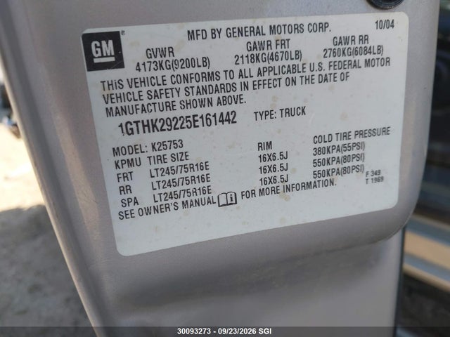 Продаж на аукціоні авто 2005 Gmc Sierra 2500hd Slt, vin: 1GTHK29225E161442, номер лоту: 30093273
