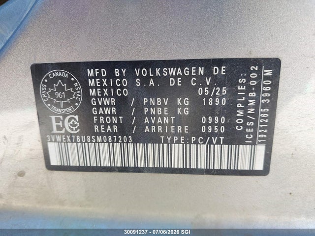 Продаж на аукціоні авто 2025 Volkswagen Jetta Se, vin: 3VWEX7BU8SM087203, номер лоту: 30091237