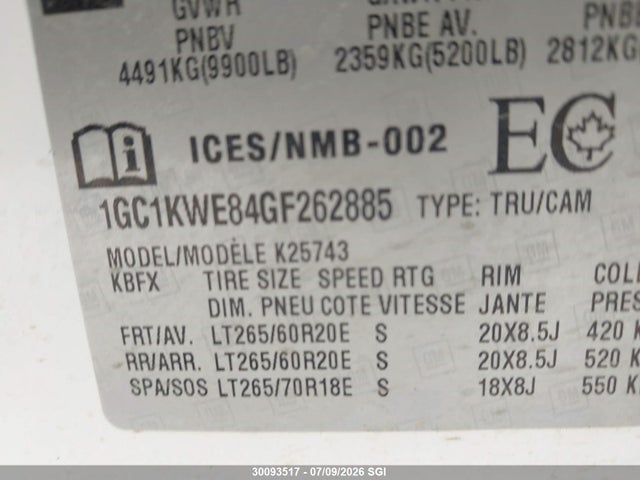 1GC1KWE84GF262885 Chevrolet Silverado K2500 Heavy Duty Ltz