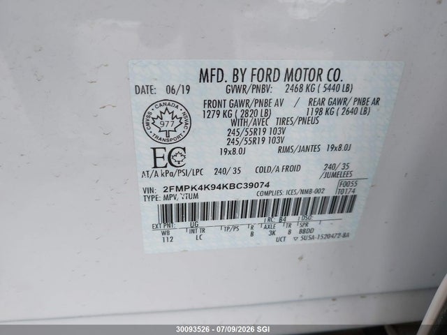 Ford Edge Titanium 2019 2FMPK4K94KBC39074 Image 9