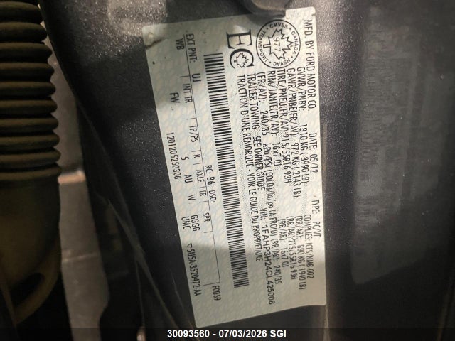 Продаж на аукціоні авто 2012 Ford Focus Sel, vin: 1FAHP3H24CL425008, номер лоту: 30093560