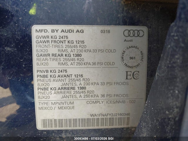 Audi Q5 Technik S-line 2018 WA1FNAFY2J2160346 Image 9