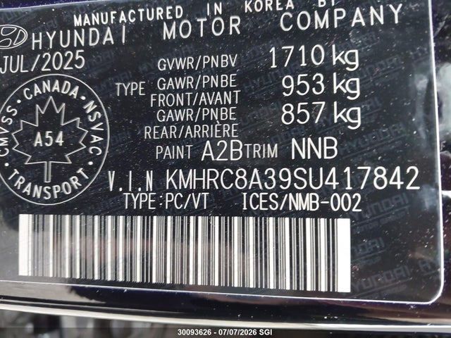 Продажа на аукционе авто 2025 Hyundai Venue Sel/limited, vin: KMHRC8A39SU417842, номер лота: 30093626