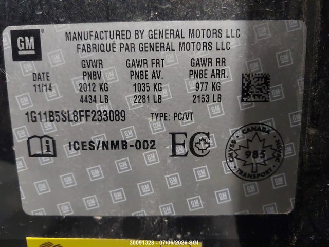 Chevrolet MALIBU LS 2015 1G11B5SL8FF233089 Image 9