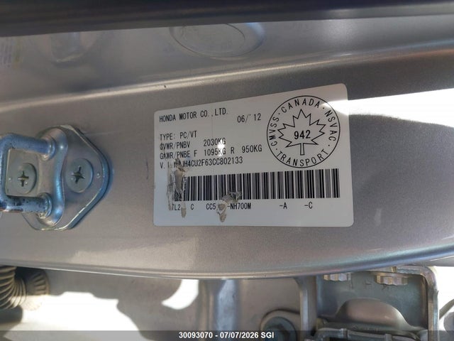 Продаж на аукціоні авто 2012 Acura Tsx Tech, vin: JH4CU2F63CC802133, номер лоту: 30093070