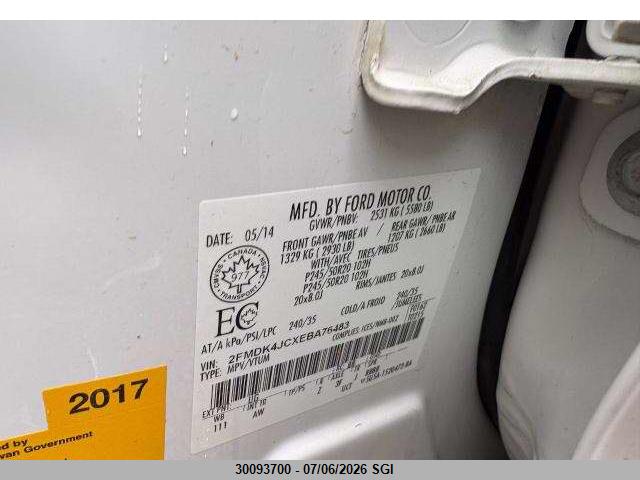 Ford EDGE SEL 2014 2FMDK4JCXEBA76483 Image 7