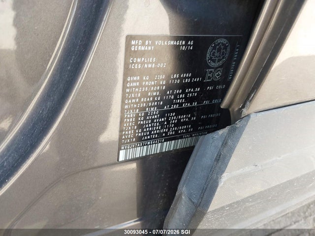 WVGJV7AX7FW544216 Volkswagen Tiguan S/se/sel/r-line