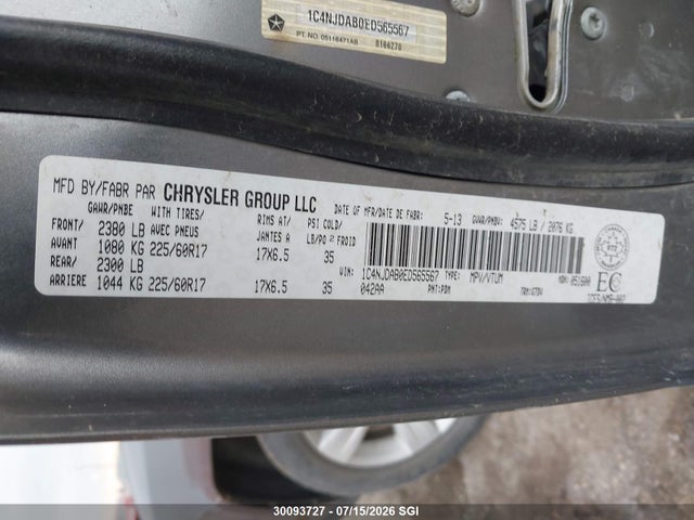 Jeep Compass Sport 2014 1C4NJDAB0ED565567 Image 9