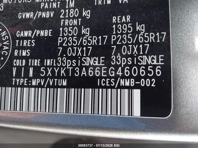 Aukcja sprzedaży 2014 Kia Sorento Lx, vin: 5XYKT3A66EG460656, numer aukcji: 30093737