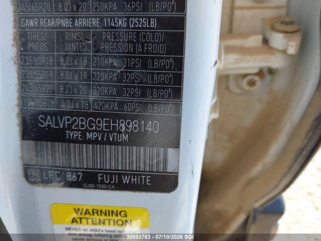 SALVP2BG9EH898140 Land Rover Range Rover Evoque Pure Plus