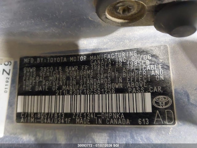 Продажа на аукционе авто 2006 Toyota Corolla Matrix Xr, vin: 2T1LR30E16C561256, номер лота: 30093772