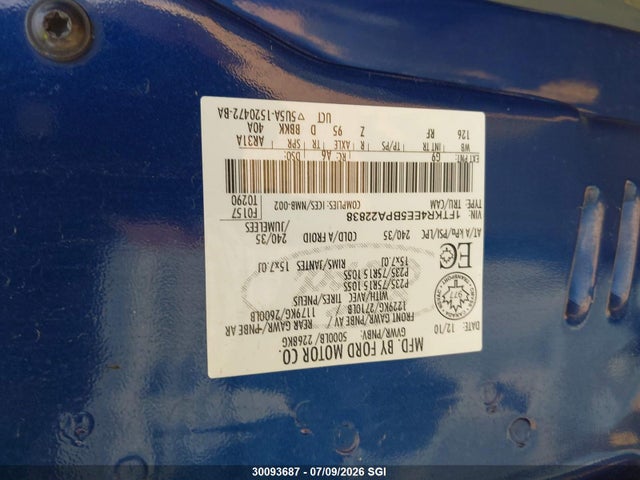 30093687 :رقم المزاد ، 1FTKR4EE5BPA22838 vin ، 2011 Ford Ranger Super Cab مزاد بيع