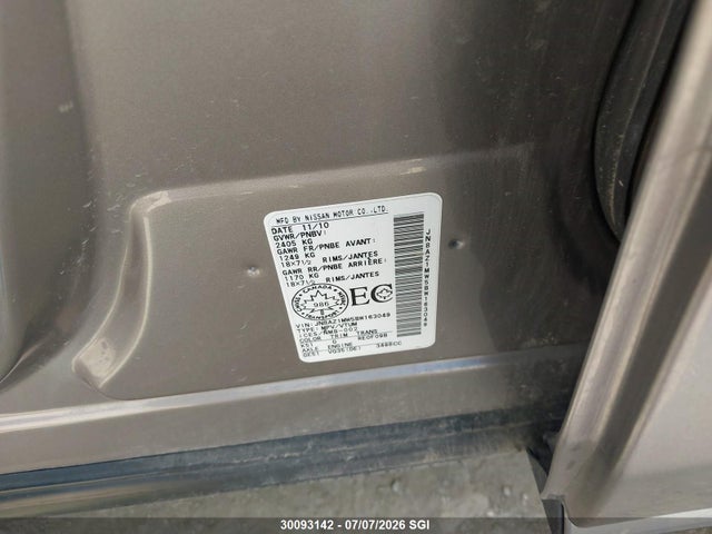 2011 Nissan Murano S/sl/le მანქანა იყიდება აუქციონზე, vin: JN8AZ1MW5BW163049, აუქციონის ნომერი: 30093142