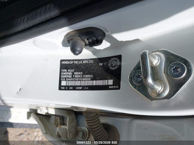 Aukcja sprzedaży 2017 Honda Civic Sport Touring, vin: SHHFK7H91HU308208, numer aukcji: 30091323