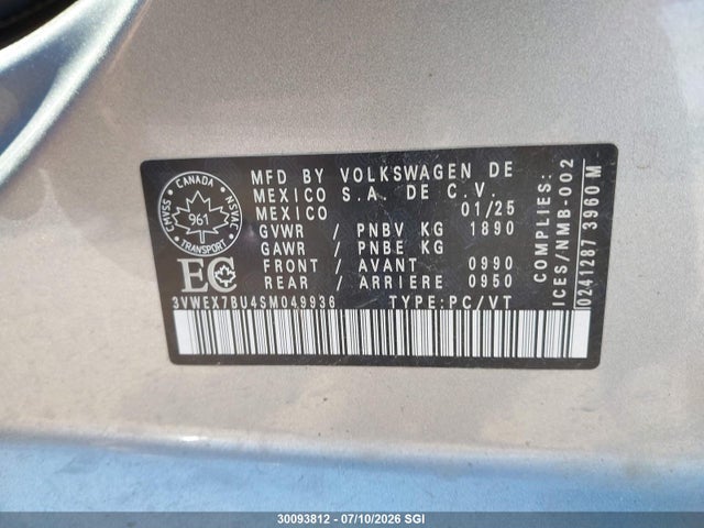 Продаж на аукціоні авто 2025 Volkswagen Jetta Se, vin: 3VWEX7BU4SM049936, номер лоту: 30093812