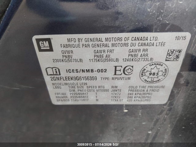 Chevrolet EQUINOX LS 2016 2GNFLEEK9G6156359 Image 9