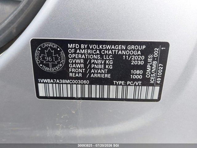 Volkswagen Passat Highline 2021 1VWBA7A38MC003060 Image 9