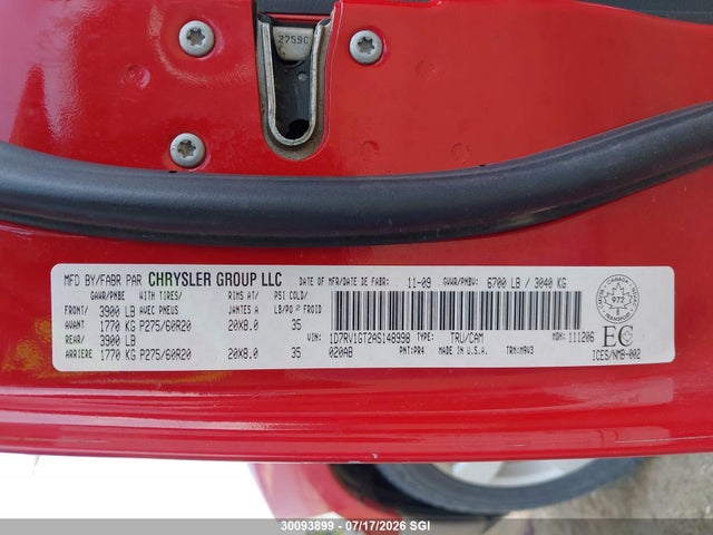 30093899 :رقم المزاد ، 1D7RV1GT2AS148998 vin ، 2010 Dodge Ram 1500 مزاد بيع