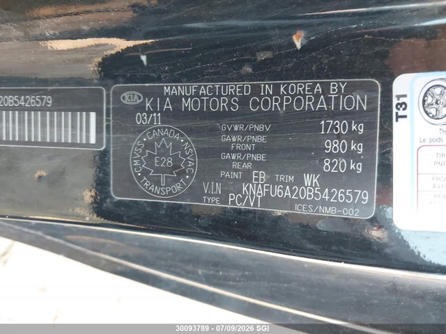 Продажа на аукционе авто 2011 Kia Forte Ex, vin: KNAFU6A20B5426579, номер лота: 30093789